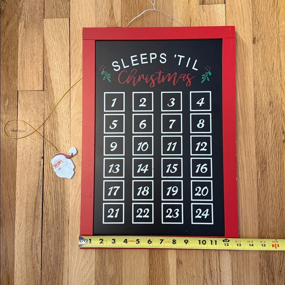 “Sleeps ‘Til Christmas” Countdown Chalkboard with Santa Placeholder 🎅